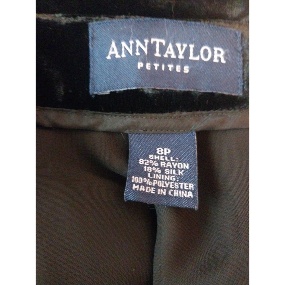 Ann Taylor Petites Black Velvet Midi Skirt 8P Rayon Silk A-Line Lined Vintage - Picture 5 of 7